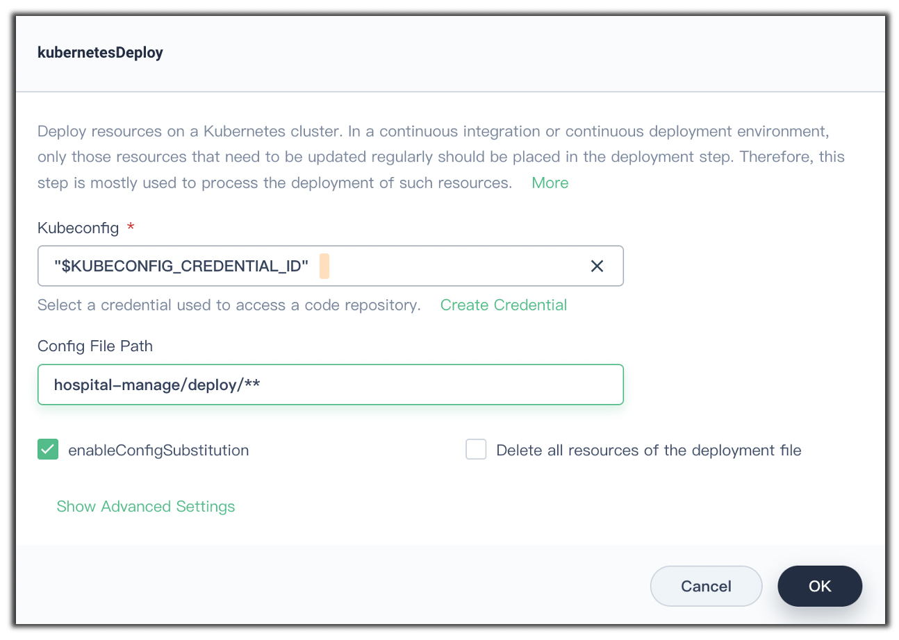 圖 15 在流水線中添加 kubernetesDeploy 這一步驟