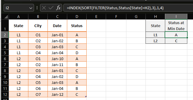 Excel:最小值對應值(多個最小值)