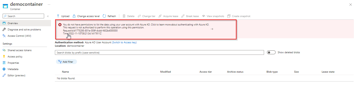 如何以 Azure 訂閱服務管理員身份訪問 Azure 存盤帳戶容器