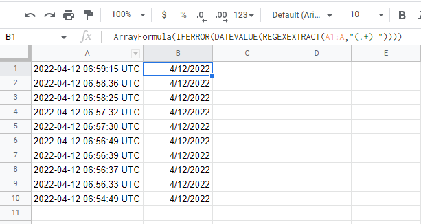 如何使用查詢功能（SQL）從谷歌表中的日期時間列中提取日期