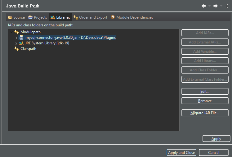 匯入 com.mysql.jdbc.Connection 無法決議