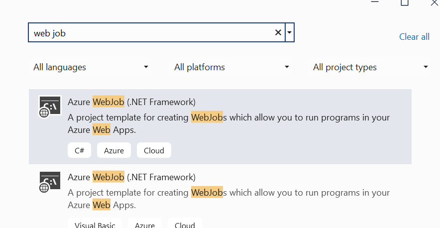 如何從 Visual Studio 創建 .Net Core Azure WebJobs？