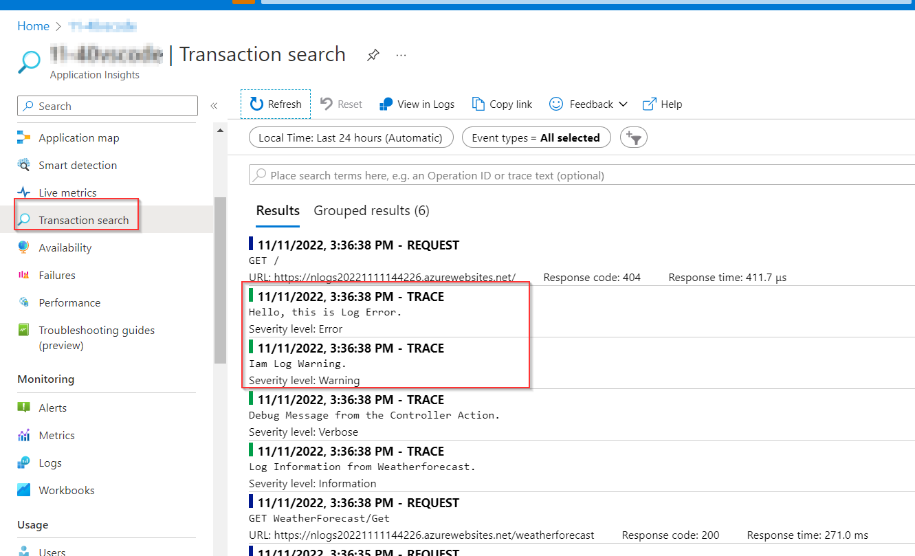 一旦在 Azure 中部署，Asp .net 核心 webapi 日志到 Dev 中的檔案寫入應用程式洞察力