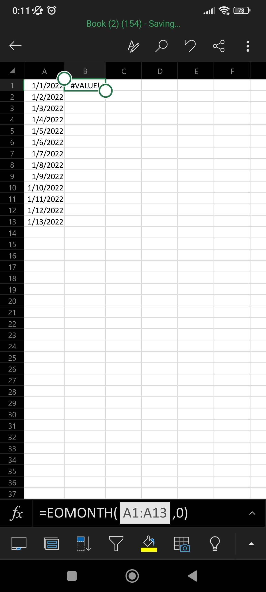 Excel EOMONTH 函式在范圍上使用 TRANSPOSE