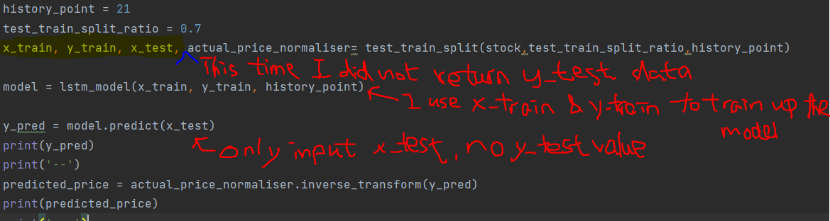 LSTM 中 y_test 的目的是什么？