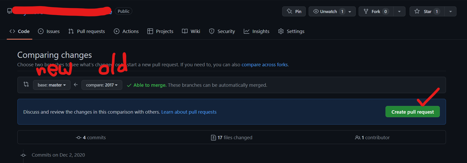 如何在默認分支中將我的專案推送到 github，或遠程合并兩個 github 分支？