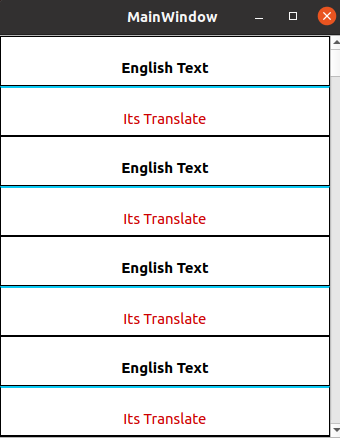 QListView 與兩個 QTextEdit 作為專案