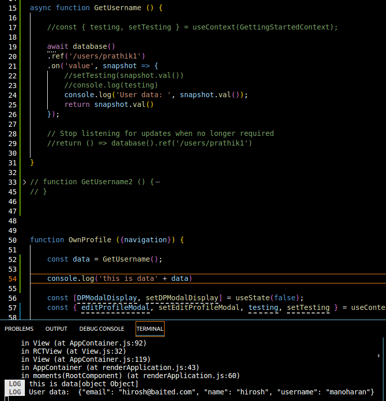 Async Await 無法使用 React Native 從 Firebase 讀取資料