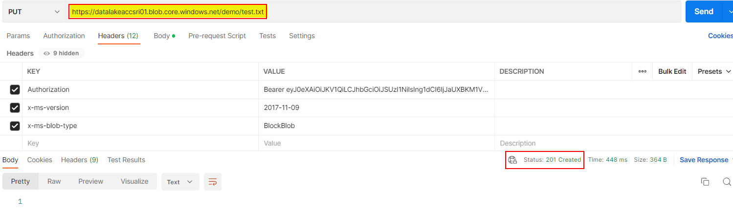 休息操作 Azure Datalake gen2