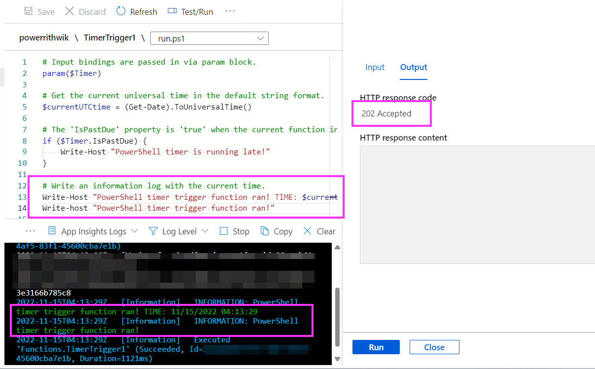 在“代碼 測驗”中在 Azure 中運行 PowerShell 時在日志中看不到寫入主機輸出