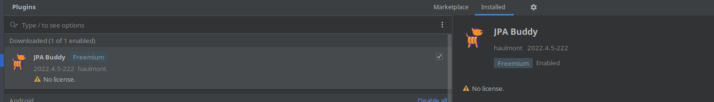 JPABUDDY 選項卡未出現在我的 intellij 專案中