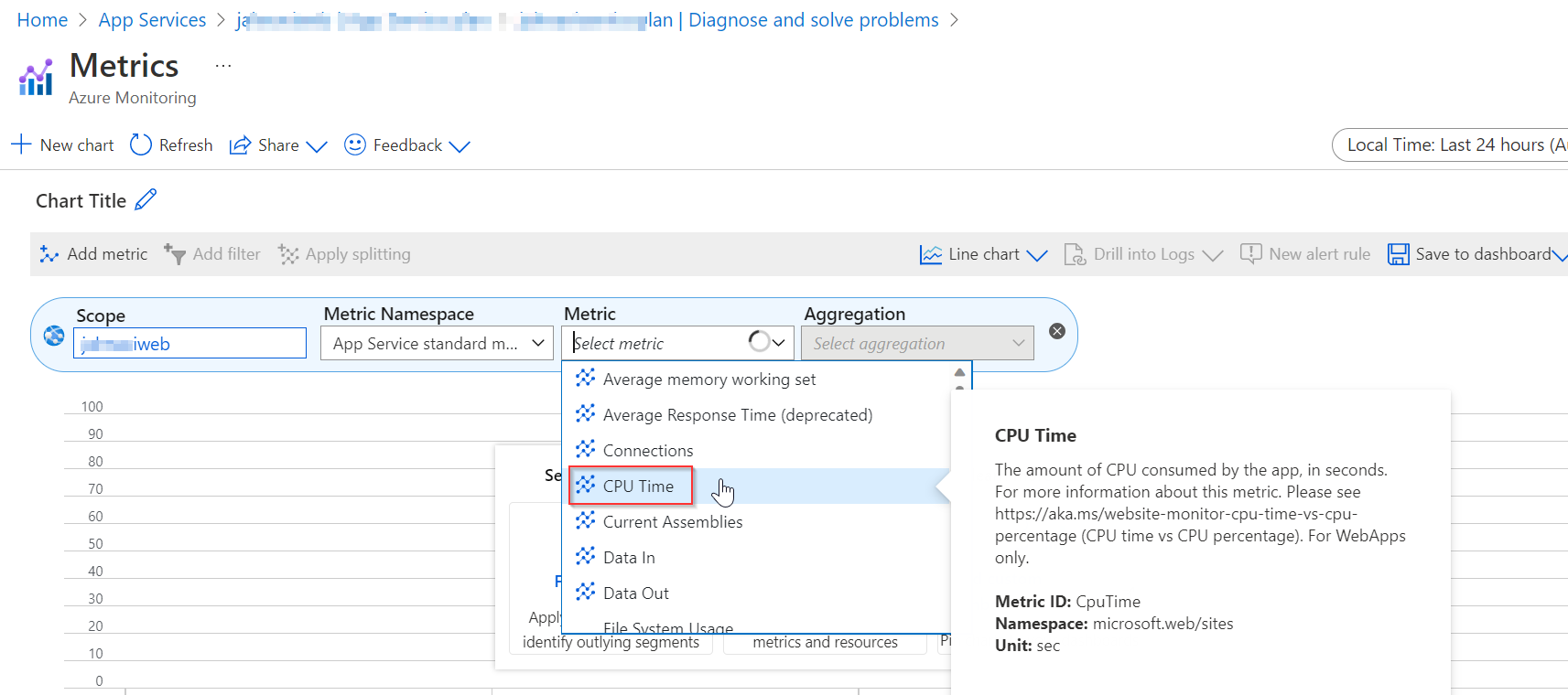 如何使用 Powershell 獲取 Azure 應用服務的 CPU 使用率？