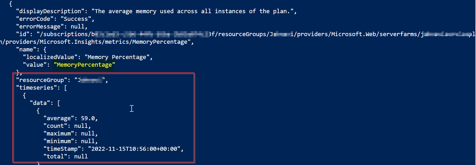 如何使用 Powershell 獲取 Azure 應用服務的 CPU 使用率？
