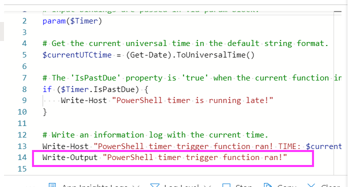 在“代碼 測驗”中在 Azure 中運行 PowerShell 時在日志中看不到寫入主機輸出