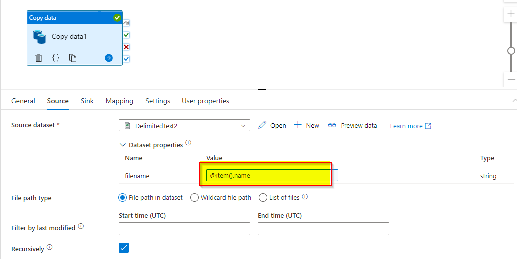 Azure 資料工廠復制檔案