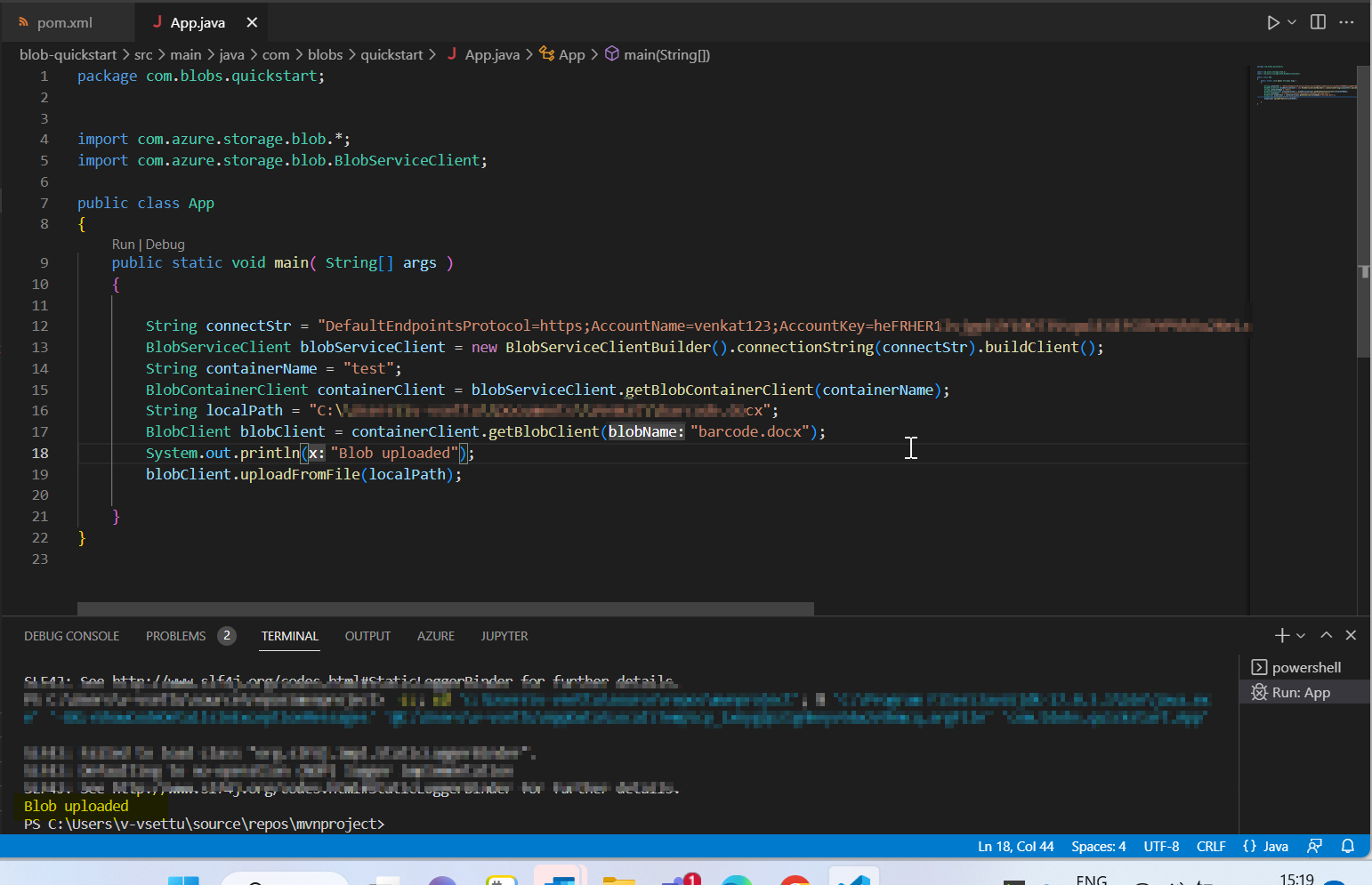 使用 java 將檔案上傳到 azure blob 存盤時遇到錯誤