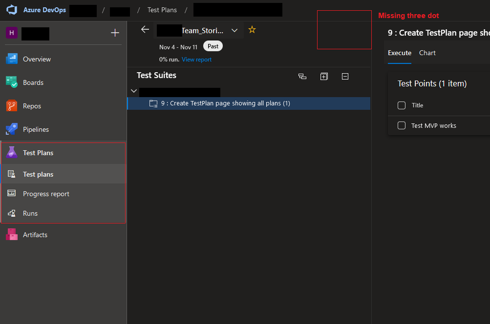 在 Azure DevOps 中,我可以看到創建測驗計劃 UI,盡管有訪問權限