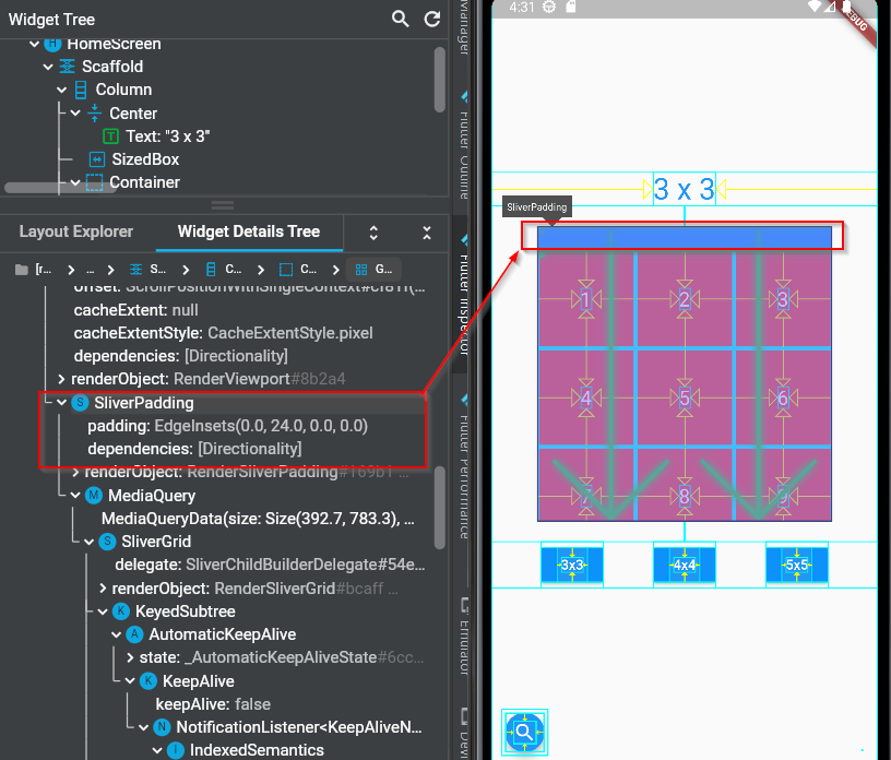 顫振中父容器頂部的 Gridview 間距額外區域