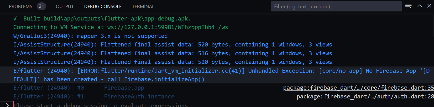 沒有創建 Firebase 應用 '[DEFAULT]' - 呼叫 Firebase.initializeApp() -Flutter