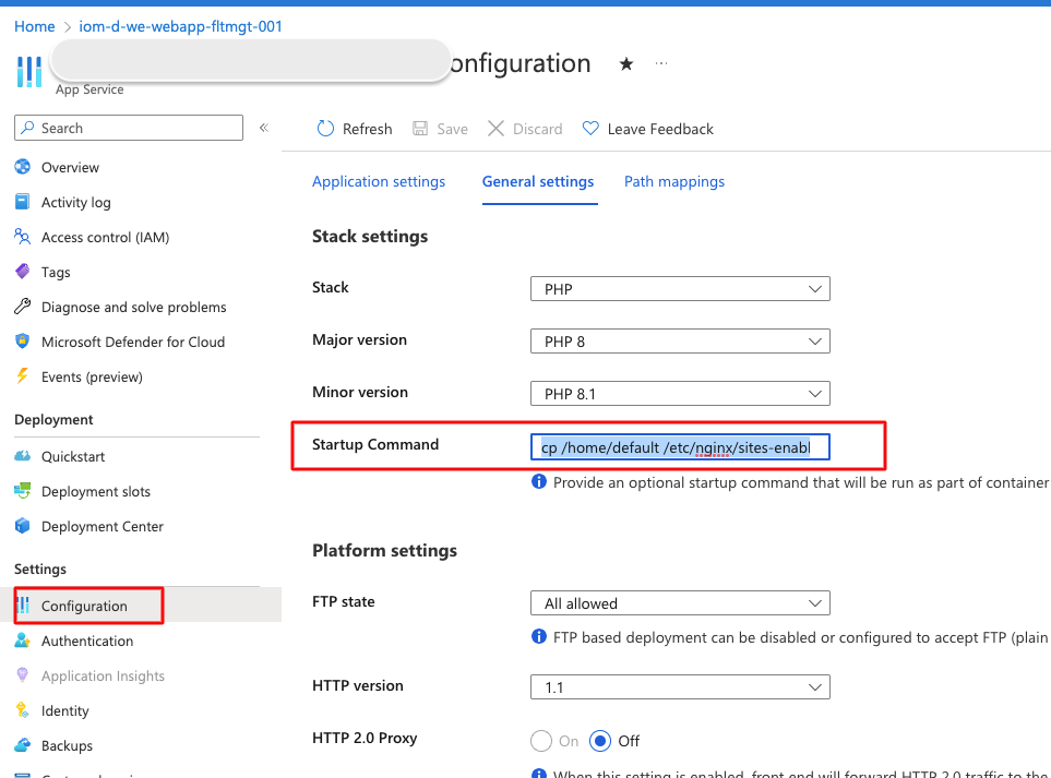 Azure 上的 nginx 配置