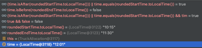 比較 LocalTime 回傳 true，即使除錯器評估為 false