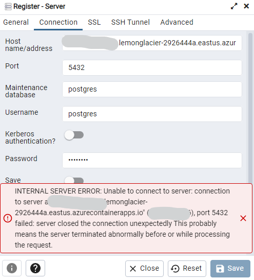 在 Azure 容器應用程式中部署 Postgres DB