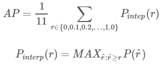 PASCAL論文給出的11點計算AP公式