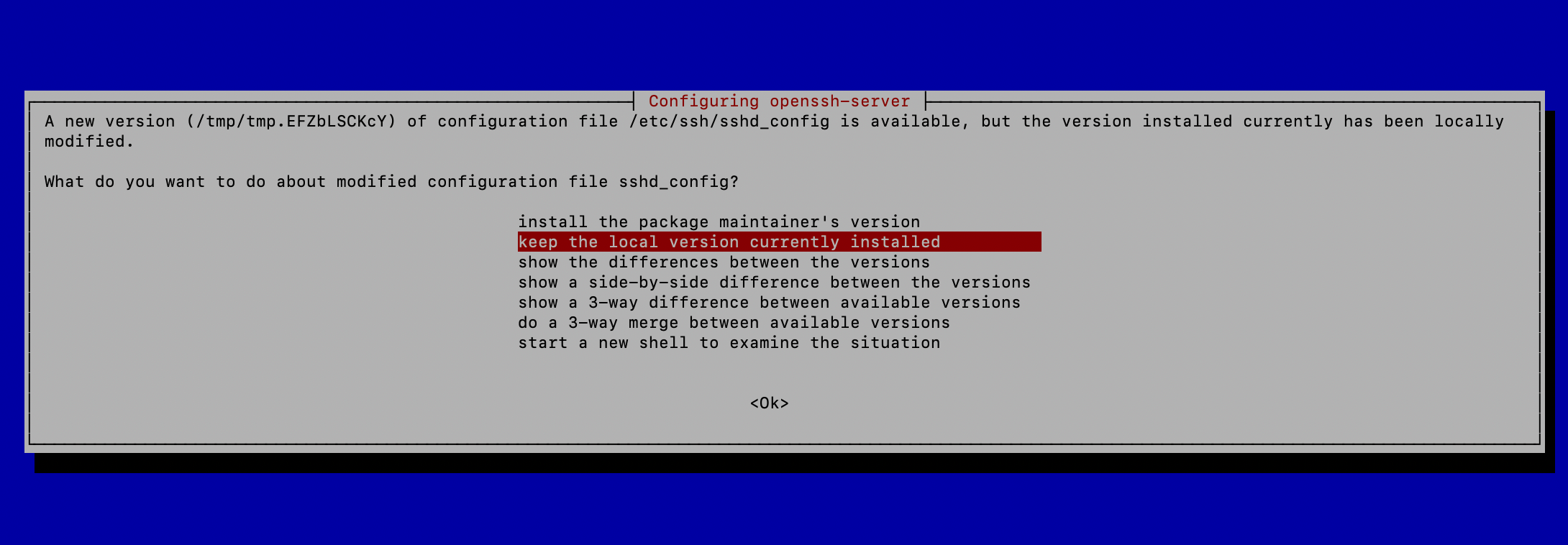 是否更新 OpenSSH 組態檔